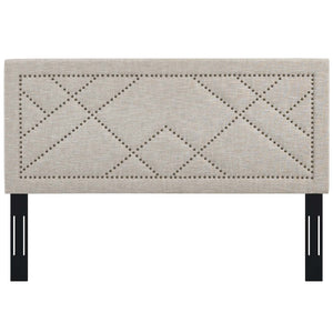 ModwayModway Reese Nailhead Full / Queen Upholstered Linen Fabric Headboard MOD-5844 MOD-5844-BEI- BetterPatio.com