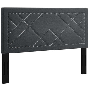 ModwayModway Reese Nailhead Full / Queen Upholstered Linen Fabric Headboard MOD-5844 MOD-5844-GRY- BetterPatio.com