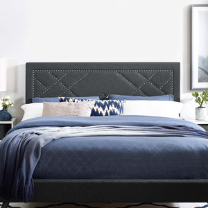 ModwayModway Reese Nailhead Full / Queen Upholstered Linen Fabric Headboard MOD-5844 MOD-5844-GRY- BetterPatio.com