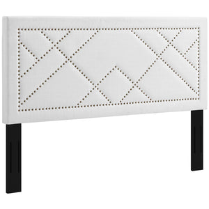 ModwayModway Reese Nailhead Full / Queen Upholstered Linen Fabric Headboard MOD-5844 MOD-5844-WHI- BetterPatio.com