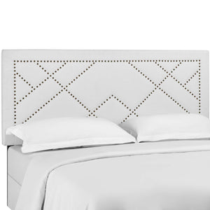 ModwayModway Reese Nailhead Full / Queen Upholstered Linen Fabric Headboard MOD-5844 MOD-5844-WHI- BetterPatio.com