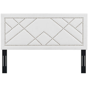 ModwayModway Reese Nailhead Full / Queen Upholstered Linen Fabric Headboard MOD-5844 MOD-5844-WHI- BetterPatio.com