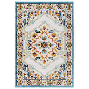 ModwayModway Reflect Ansel Distressed Floral Persian Medallion 5x8 Indoor and Outdoor Area Rug R-1183-58 R-1183A-58- BetterPatio.com
