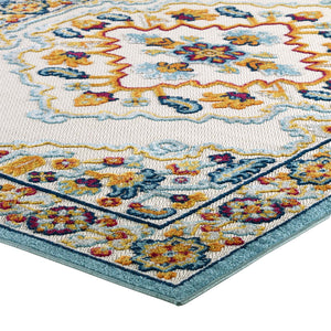 ModwayModway Reflect Ansel Distressed Floral Persian Medallion 8x10 Indoor and Outdoor Area Rug R-1183-810 R-1183A-810- BetterPatio.com