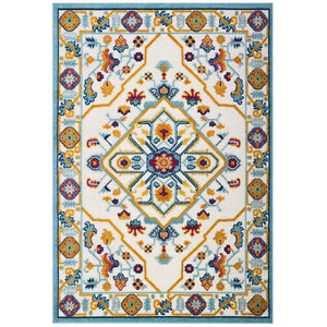 ModwayModway Reflect Freesia Distressed Floral Persian Medallion 8x10 Indoor and Outdoor Area Rug R-1184-810 R-1184A-810- BetterPatio.com