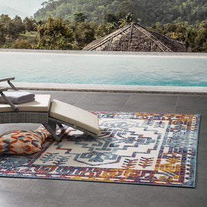 ModwayModway Reflect Nyssa Distressed Geometric Southwestern Aztec 5x8 Indoor/Outdoor Area Rug R-1181-58 R-1181A-58- BetterPatio.com
