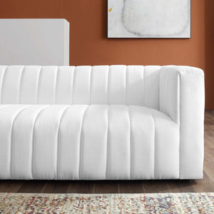 ModwayModway Reflection Channel Tufted Upholstered Fabric Sofa EEI-3881 EEI-3881-WHI- BetterPatio.com