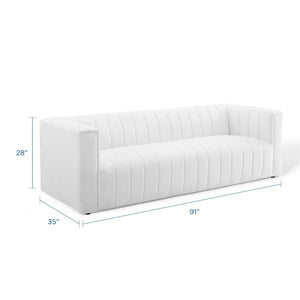 ModwayModway Reflection Channel Tufted Upholstered Fabric Sofa EEI-3881 EEI-3881-WHI- BetterPatio.com