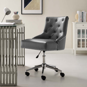 ModwayModway Regent Tufted Button Swivel Faux Leather Office Chair EEI-3608 EEI-3608-GRY- BetterPatio.com