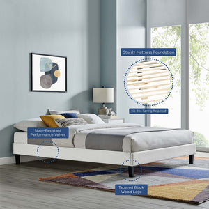 ModwayModway Reign Twin Performance Velvet Platform Bed Frame MOD-6264 MOD-6264-LGR- BetterPatio.com