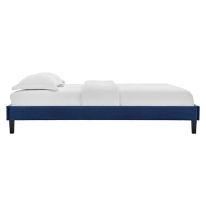 ModwayModway Reign Twin Performance Velvet Platform Bed Frame MOD-6264 MOD-6264-NAV- BetterPatio.com