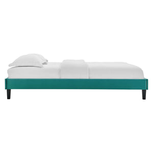 ModwayModway Reign Twin Performance Velvet Platform Bed Frame MOD-6264 MOD-6264-TEA- BetterPatio.com