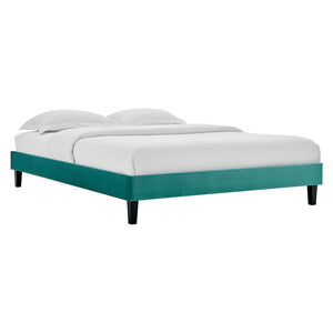 ModwayModway Reign Twin Performance Velvet Platform Bed Frame MOD-6264 MOD-6264-TEA- BetterPatio.com