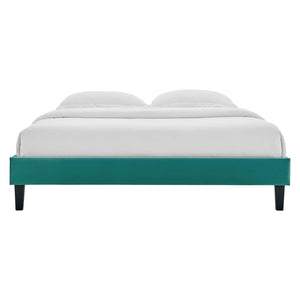 ModwayModway Reign Twin Performance Velvet Platform Bed Frame MOD-6264 MOD-6264-TEA- BetterPatio.com