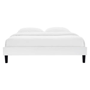 ModwayModway Reign Twin Performance Velvet Platform Bed Frame MOD-6264 MOD-6264-WHI- BetterPatio.com