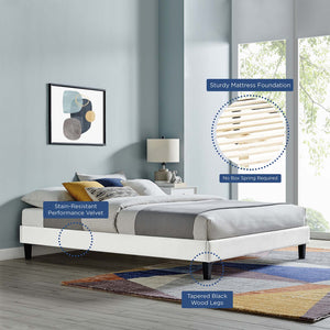 ModwayModway Reign Twin Performance Velvet Platform Bed Frame MOD-6264 MOD-6264-WHI- BetterPatio.com