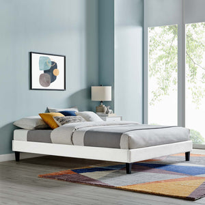 ModwayModway Reign Twin Performance Velvet Platform Bed Frame MOD-6264 MOD-6264-WHI- BetterPatio.com