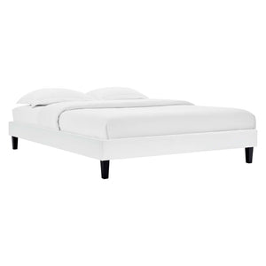 ModwayModway Reign Twin Performance Velvet Platform Bed Frame MOD-6264 MOD-6264-WHI- BetterPatio.com