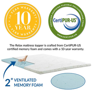 ModwayModway Relax Queen 2" Gel Memory Foam Mattress Topper MOD-5573 MOD-5573-WHI- BetterPatio.com