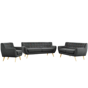 ModwayModway Remark 3 Piece Living Room Set EEI-1782 EEI-1782-GRY-SET- BetterPatio.com