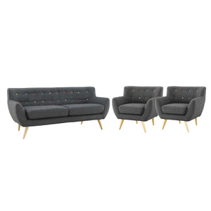 ModwayModway Remark 3 Piece Living Room Set EEI-3322 EEI-3322-GRY-SET- BetterPatio.com