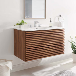 ModwayModway Render 36" Wall-Mount Bathroom Vanity EEI-4436 EEI-4436-WAL-WHI- BetterPatio.com