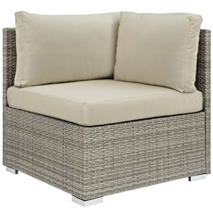 ModwayModway Repose 6 Piece Outdoor Patio Sunbrella Sectional Set EEI-3017 EEI-3017-LGR-BEI-SET- BetterPatio.com