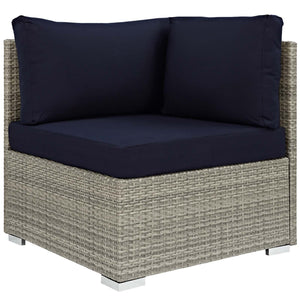 ModwayModway Repose 6 Piece Outdoor Patio Sunbrella Sectional Set EEI-3017 EEI-3017-LGR-NAV-SET- BetterPatio.com