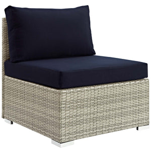 ModwayModway Repose 6 Piece Outdoor Patio Sunbrella Sectional Set EEI-3017 EEI-3017-LGR-NAV-SET- BetterPatio.com