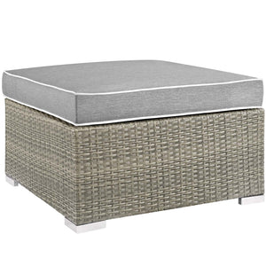 ModwayModway Repose Outdoor Patio Upholstered Fabric Ottoman EEI-2962 EEI-2962-LGR-GRY- BetterPatio.com