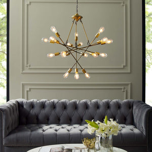 ModwayModway Request Antique Brass 18 Light Mid-Century Pendant Chandelier EEI-2892 EEI-2892- BetterPatio.com