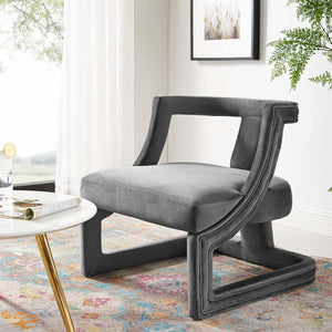 ModwayModway Requisite Accent Lounge Performance Velvet Armchair EEI-3485 EEI-3485-GRY- BetterPatio.com