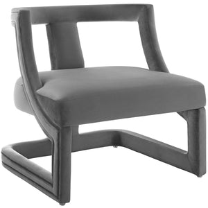 ModwayModway Requisite Accent Lounge Performance Velvet Armchair EEI-3485 EEI-3485-GRY- BetterPatio.com