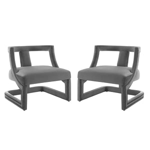 ModwayModway Requisite Armchair Performance Velvet Set of 2 EEI-4485 EEI-4485-GRY- BetterPatio.com