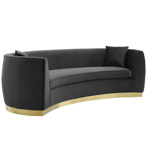 ModwayModway Resolute Curved Performance Velvet Sofa EEI-3408 EEI-3408-BLK- BetterPatio.com