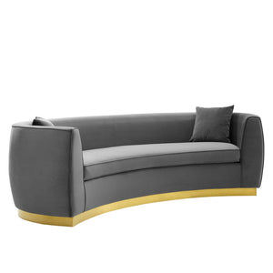 ModwayModway Resolute Curved Performance Velvet Sofa EEI-3408 EEI-3408-GRY- BetterPatio.com