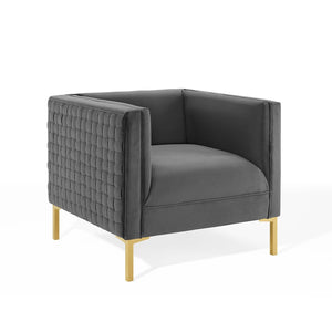 ModwayModway Resonate Performance Velvet Armchair EEI-3916 EEI-3916-CHA- BetterPatio.com