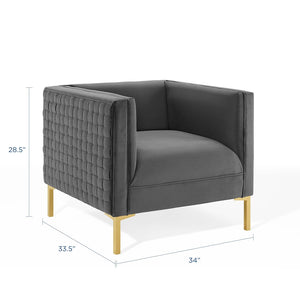 ModwayModway Resonate Performance Velvet Armchair EEI-3916 EEI-3916-CHA- BetterPatio.com