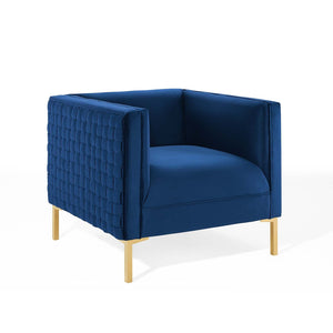 ModwayModway Resonate Performance Velvet Armchair EEI-3916 EEI-3916-NAV- BetterPatio.com