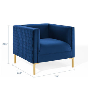 ModwayModway Resonate Performance Velvet Armchair EEI-3916 EEI-3916-NAV- BetterPatio.com