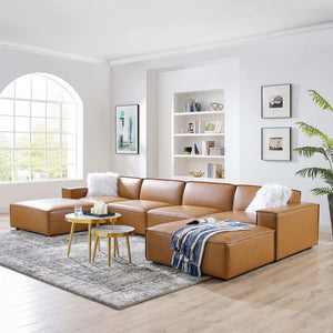 ModwayModway Restore 6-Piece Vegan Leather Sectional Sofa EEI-4713 EEI-4713-TAN- BetterPatio.com