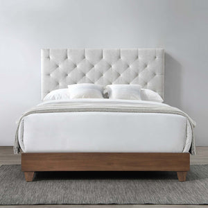 ModwayModway Rhiannon Diamond Tufted Upholstered Fabric Queen Bed MOD-6146 MOD-6146-WAL-BEI- BetterPatio.com