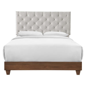 ModwayModway Rhiannon Diamond Tufted Upholstered Fabric Queen Bed MOD-6146 MOD-6146-WAL-BEI- BetterPatio.com