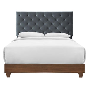 ModwayModway Rhiannon Diamond Tufted Upholstered Performance Velvet Queen Bed MOD-6147 MOD-6147-WAL-CHA- BetterPatio.com