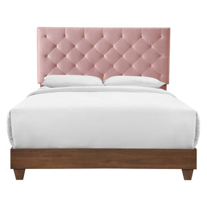 ModwayModway Rhiannon Diamond Tufted Upholstered Performance Velvet Queen Bed MOD-6147 MOD-6147-WAL-DUS- BetterPatio.com