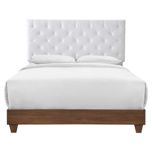 ModwayModway Rhiannon Diamond Tufted Upholstered Performance Velvet Queen Bed MOD-6147 MOD-6147-WAL-WHI- BetterPatio.com