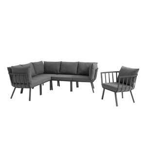 ModwayModway Riverside 6 Piece Outdoor Patio Aluminum Set EEI-3791 EEI-3791-SLA-CHA- BetterPatio.com