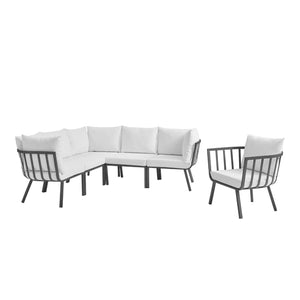 ModwayModway Riverside 6 Piece Outdoor Patio Aluminum Set EEI-3791 EEI-3791-SLA-WHI- BetterPatio.com