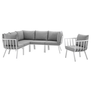 ModwayModway Riverside 6 Piece Outdoor Patio Aluminum Set EEI-3791 EEI-3791-WHI-GRY- BetterPatio.com