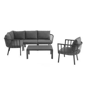 ModwayModway Riverside 6 Piece Outdoor Patio Aluminum Set EEI-3795 EEI-3795-SLA-CHA- BetterPatio.com